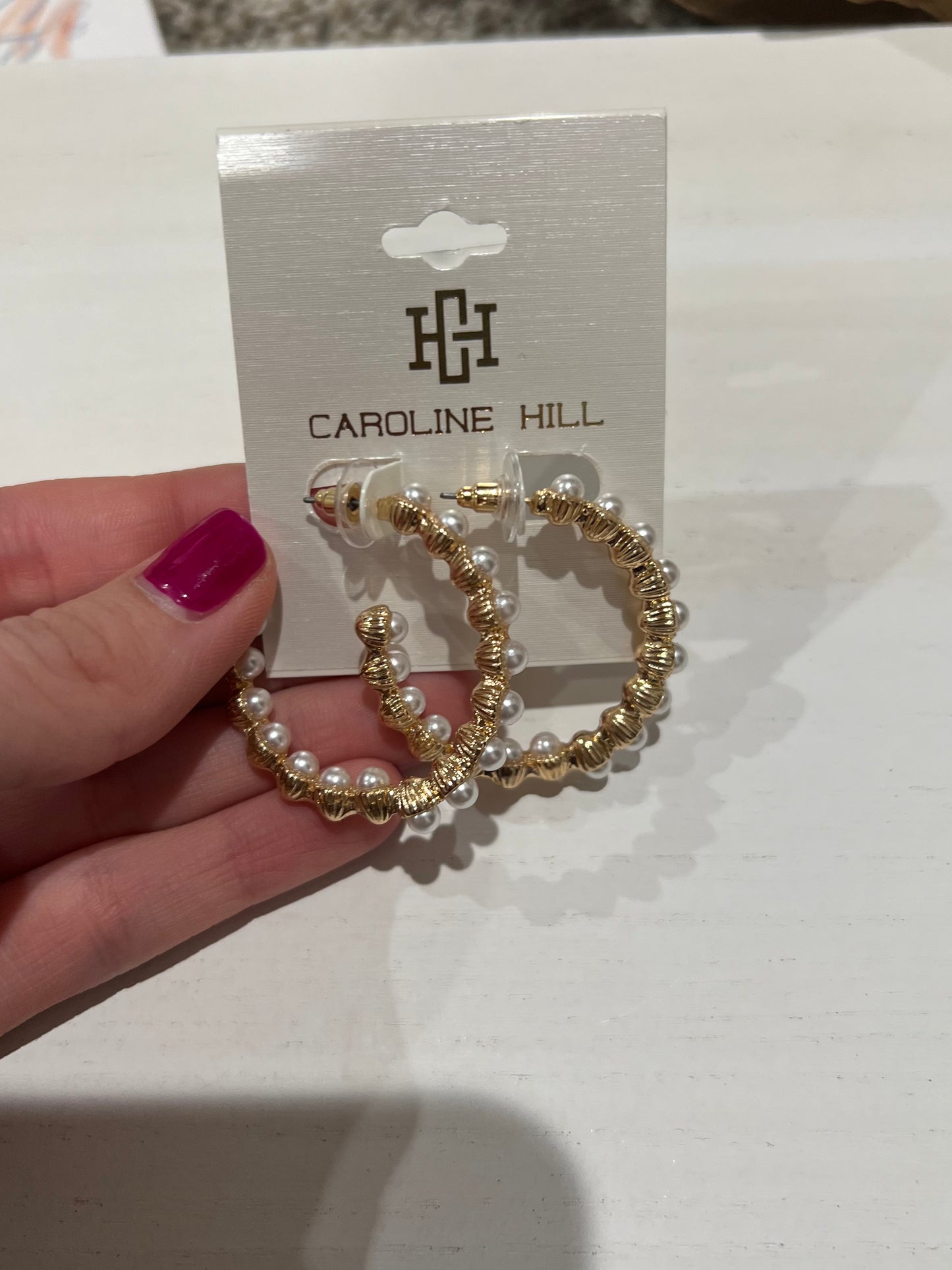 Harlow pearl lined hoops