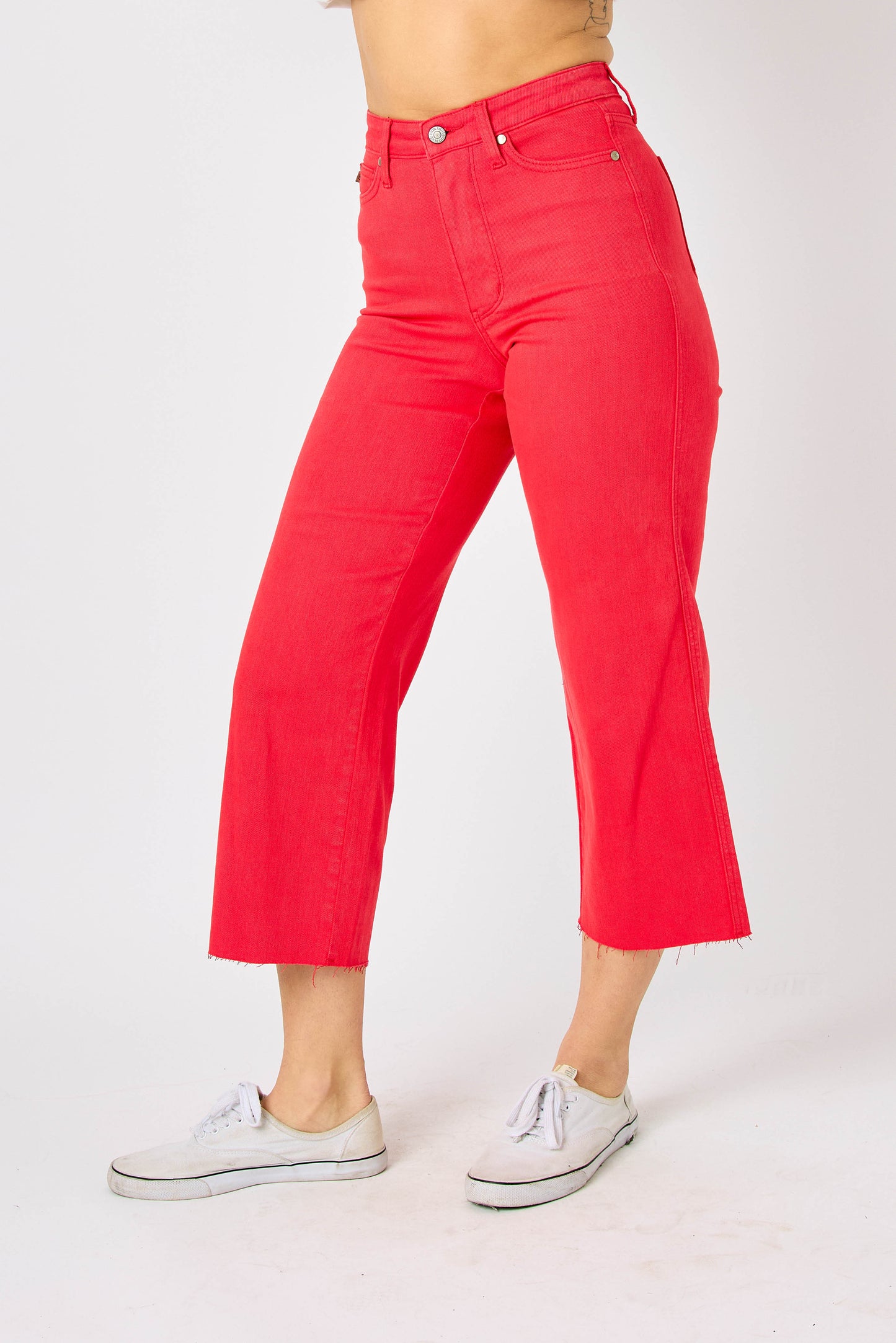 Judy Blue high waist tummy control cropped- red