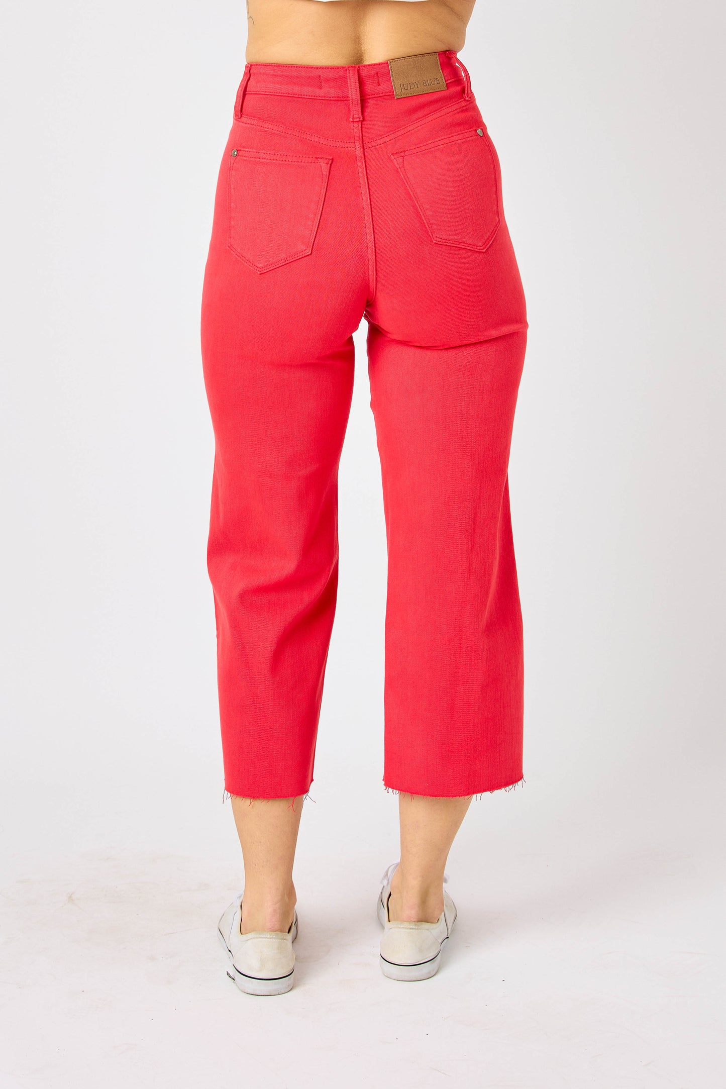 Judy Blue high waist tummy control cropped- red