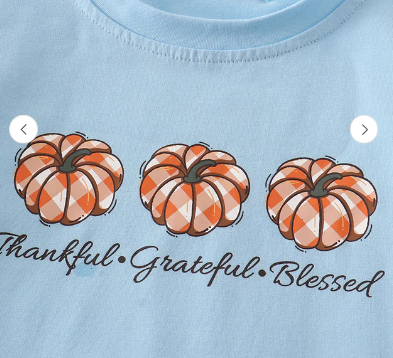 GIRLS thankful, grateful, blessed long sleeve tee