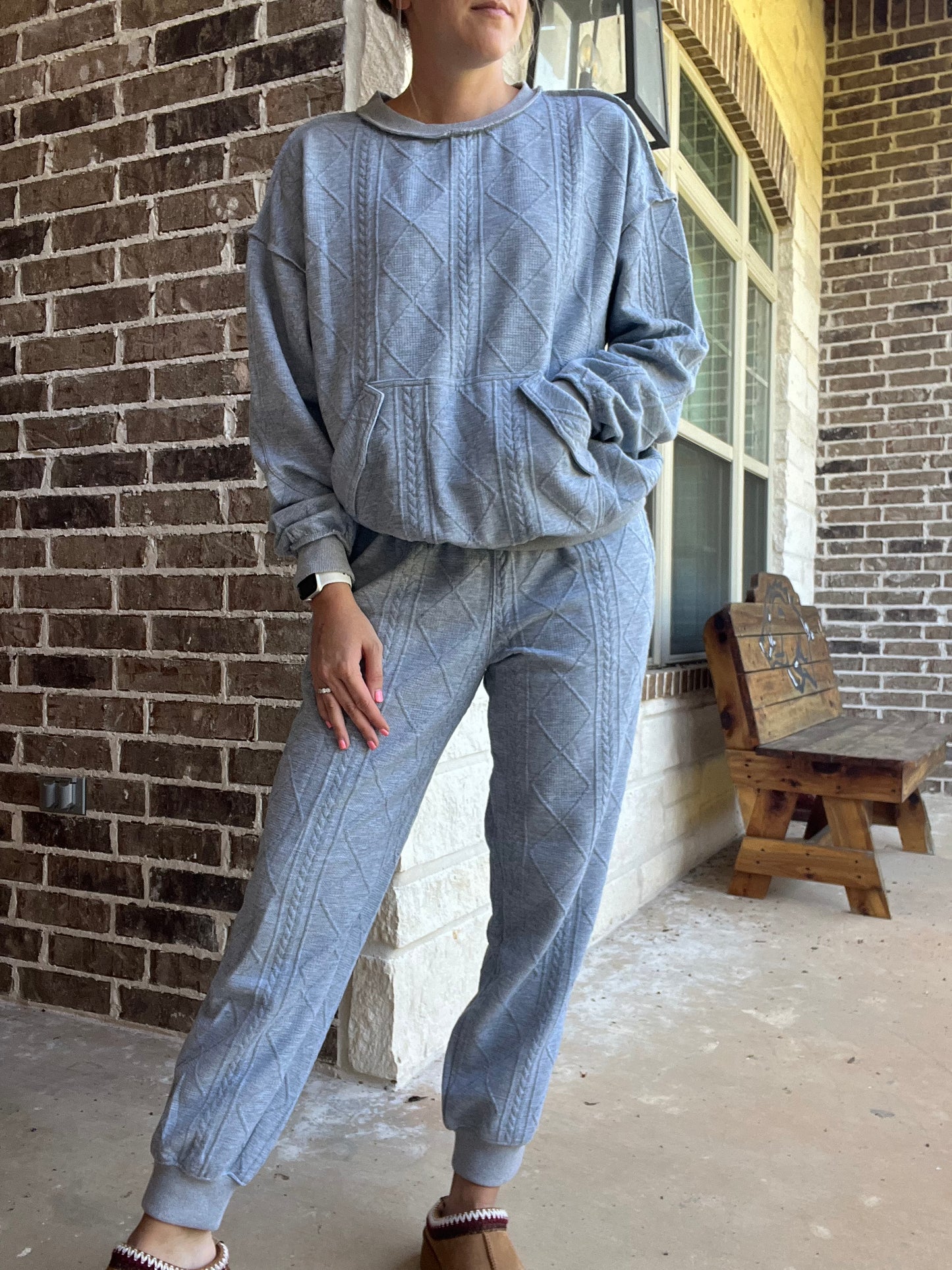 Textured ponti pullover- grey