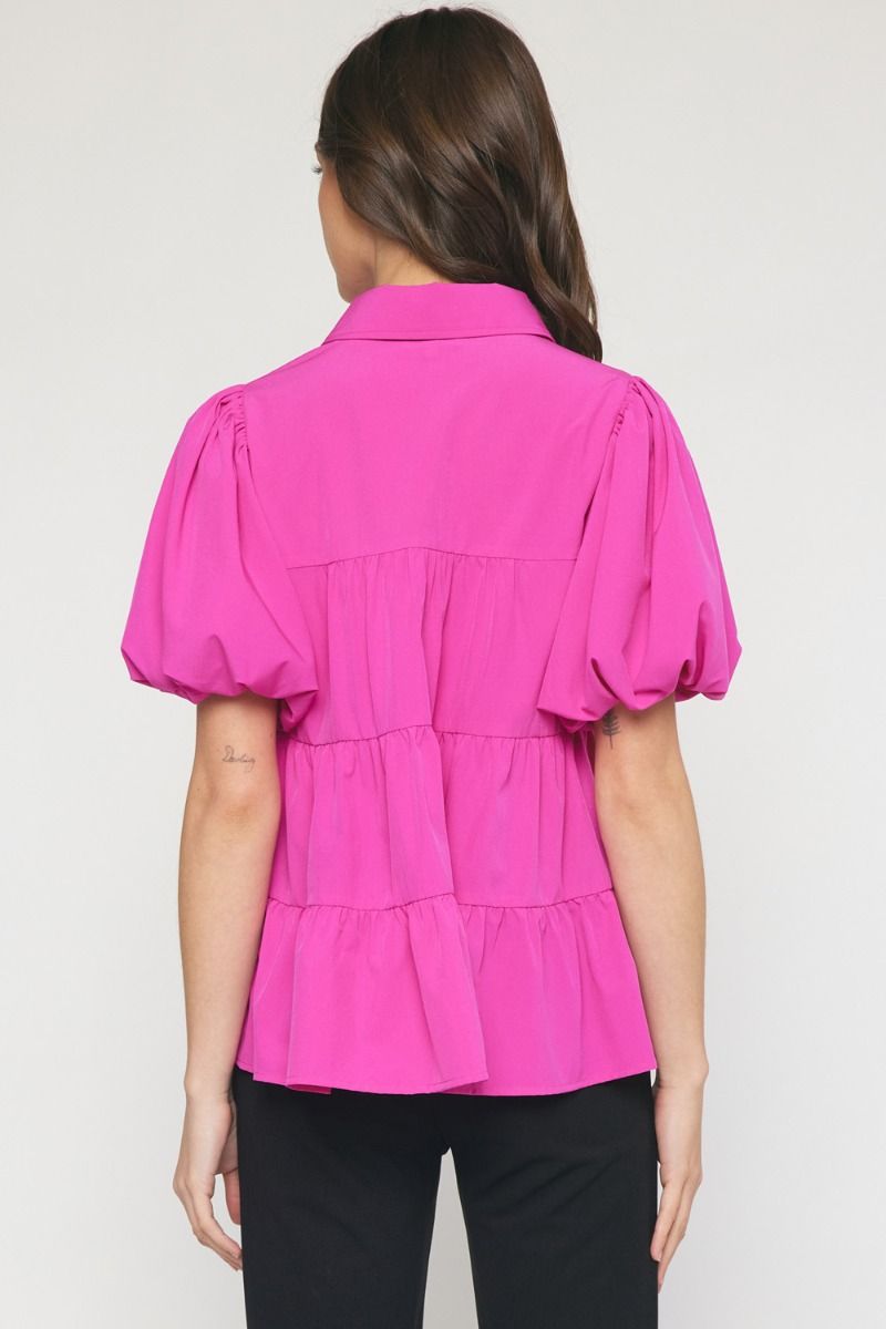 Magenta Tiered Babydoll Top