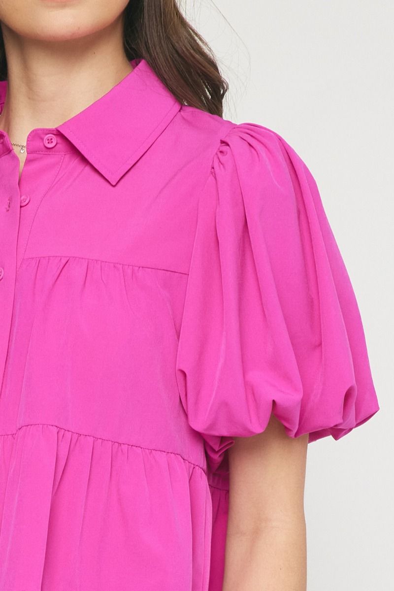 Magenta Tiered Babydoll Top