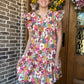 Fate ruffle sleeve floral dress-fuchsia
