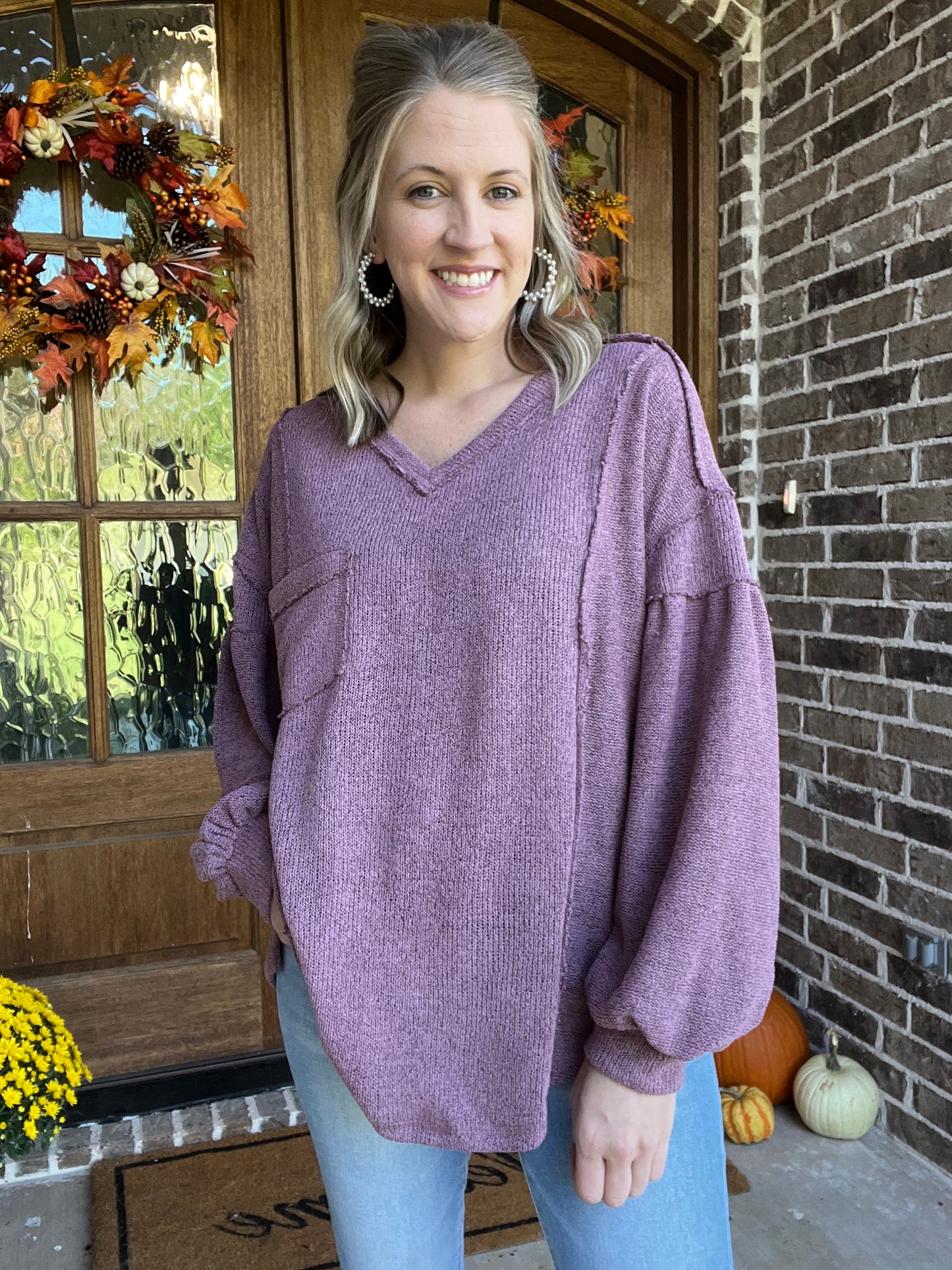 Jolly puff sleeve top- dusty mauve