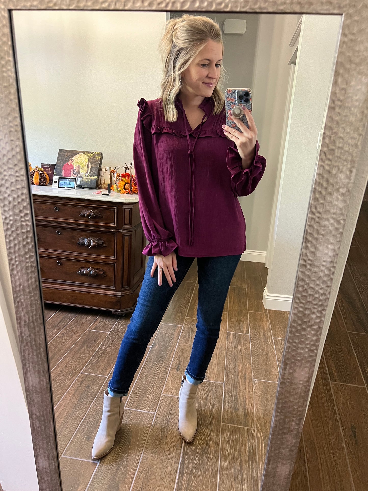 Berry ruffle top