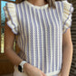 Knitted striped ruffle top- lavender