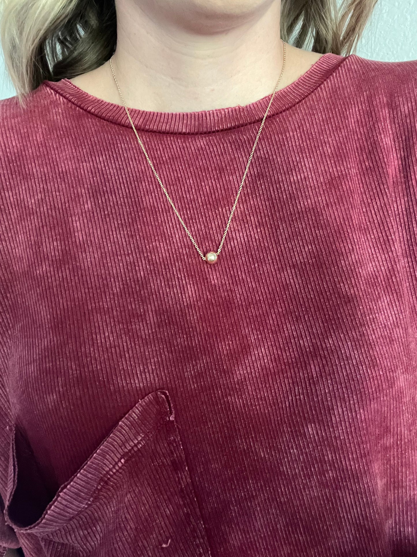 Thin Gold Chain with Gold Bead