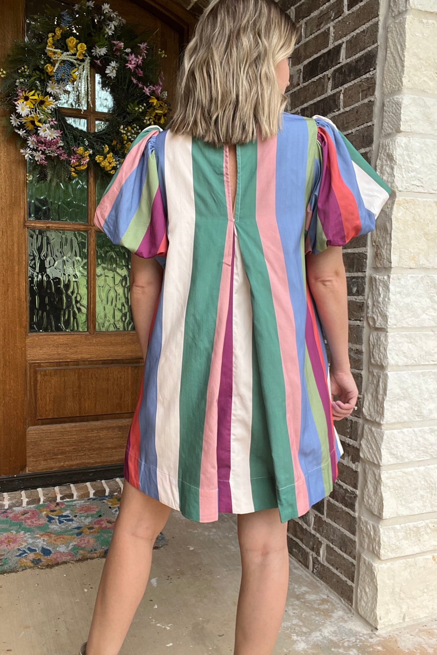 Multi stripe dress in plum