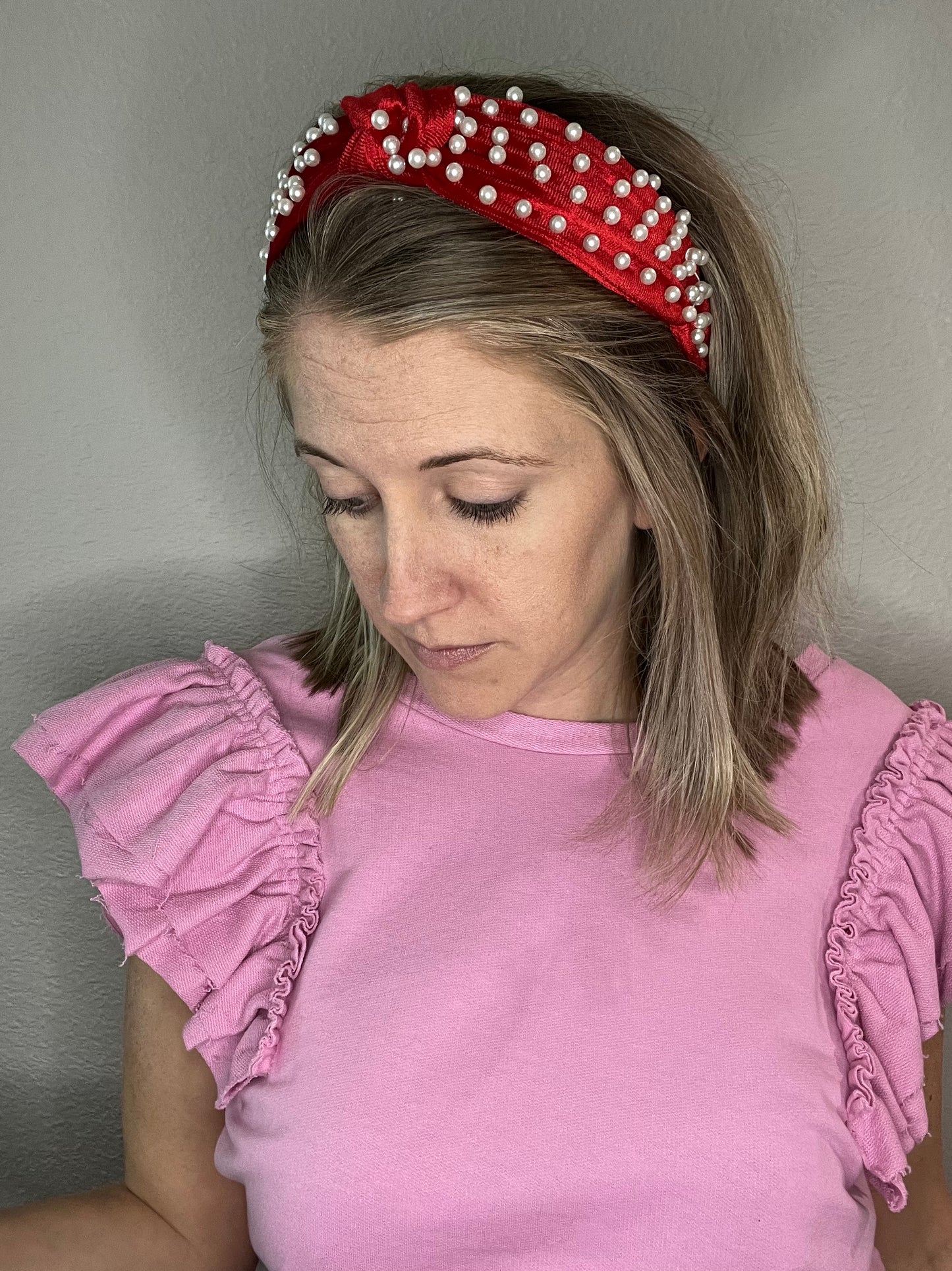 Velvet pearl headband