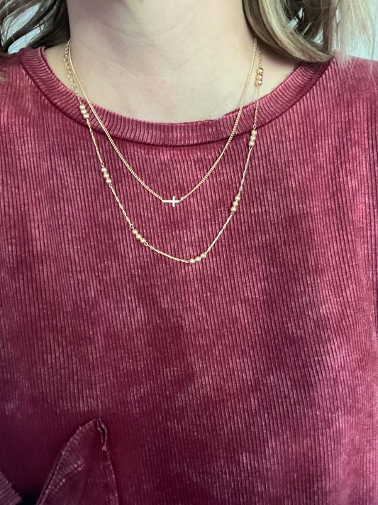 Gold Chain with Sideways Rhinestone Cross