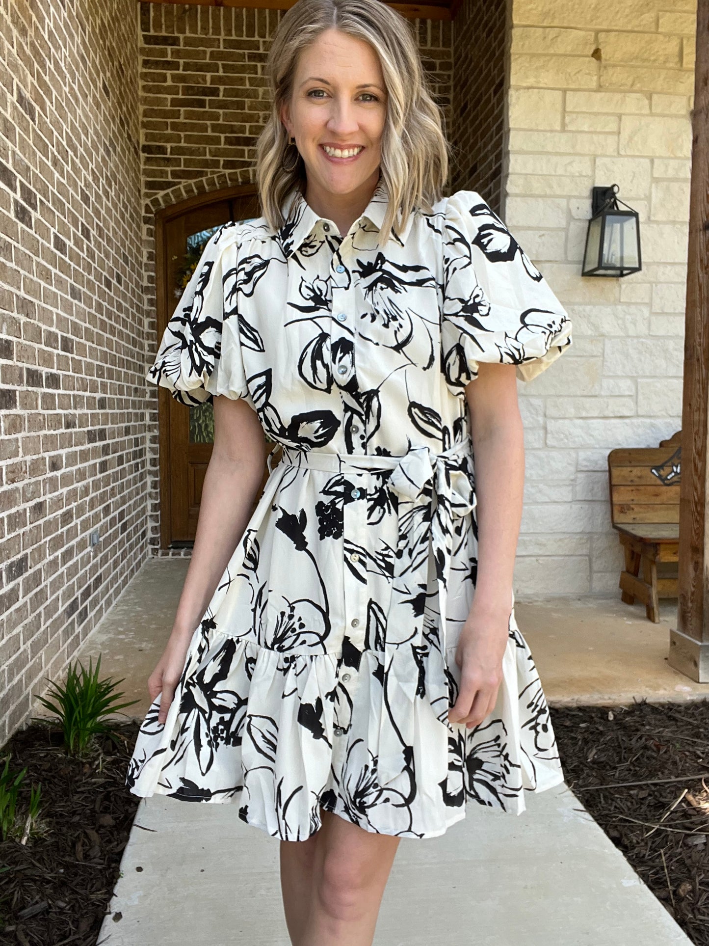 Lola black and white print dress