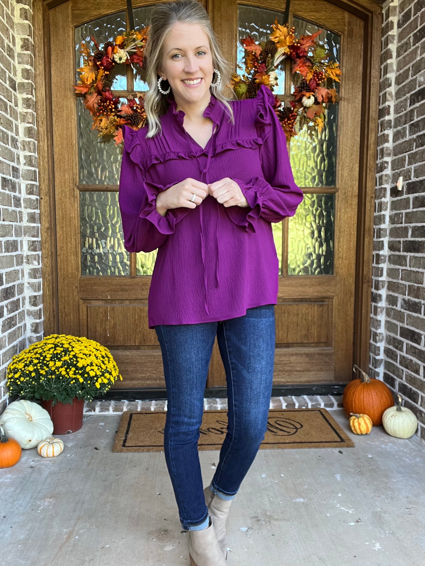 Berry ruffle top