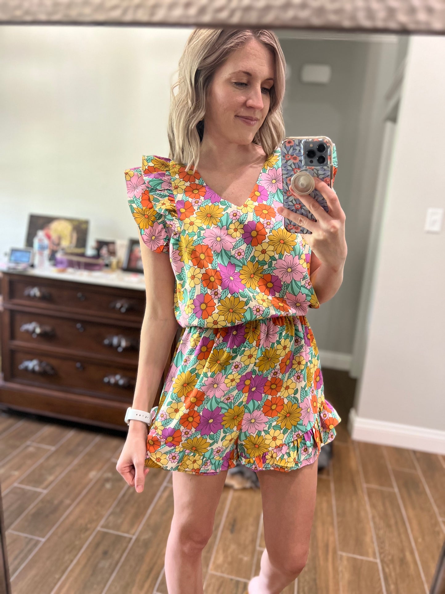 Delilah Floral Romper- pink mix