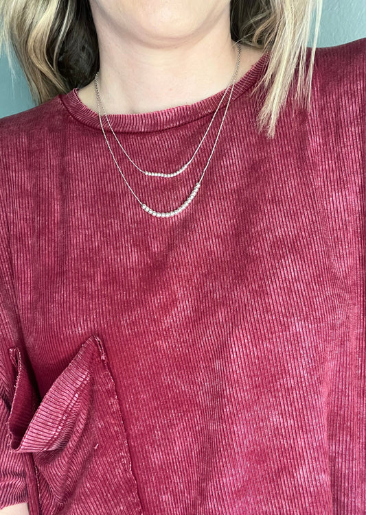 Layered silver chain necklace