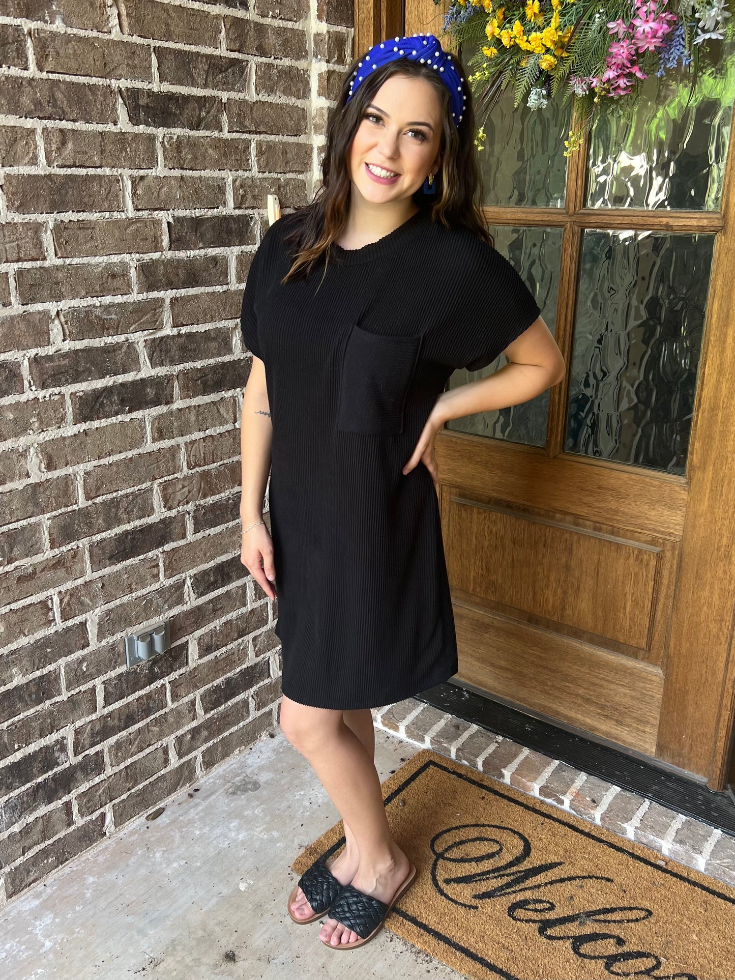 Cami ribbed short sleeve dress