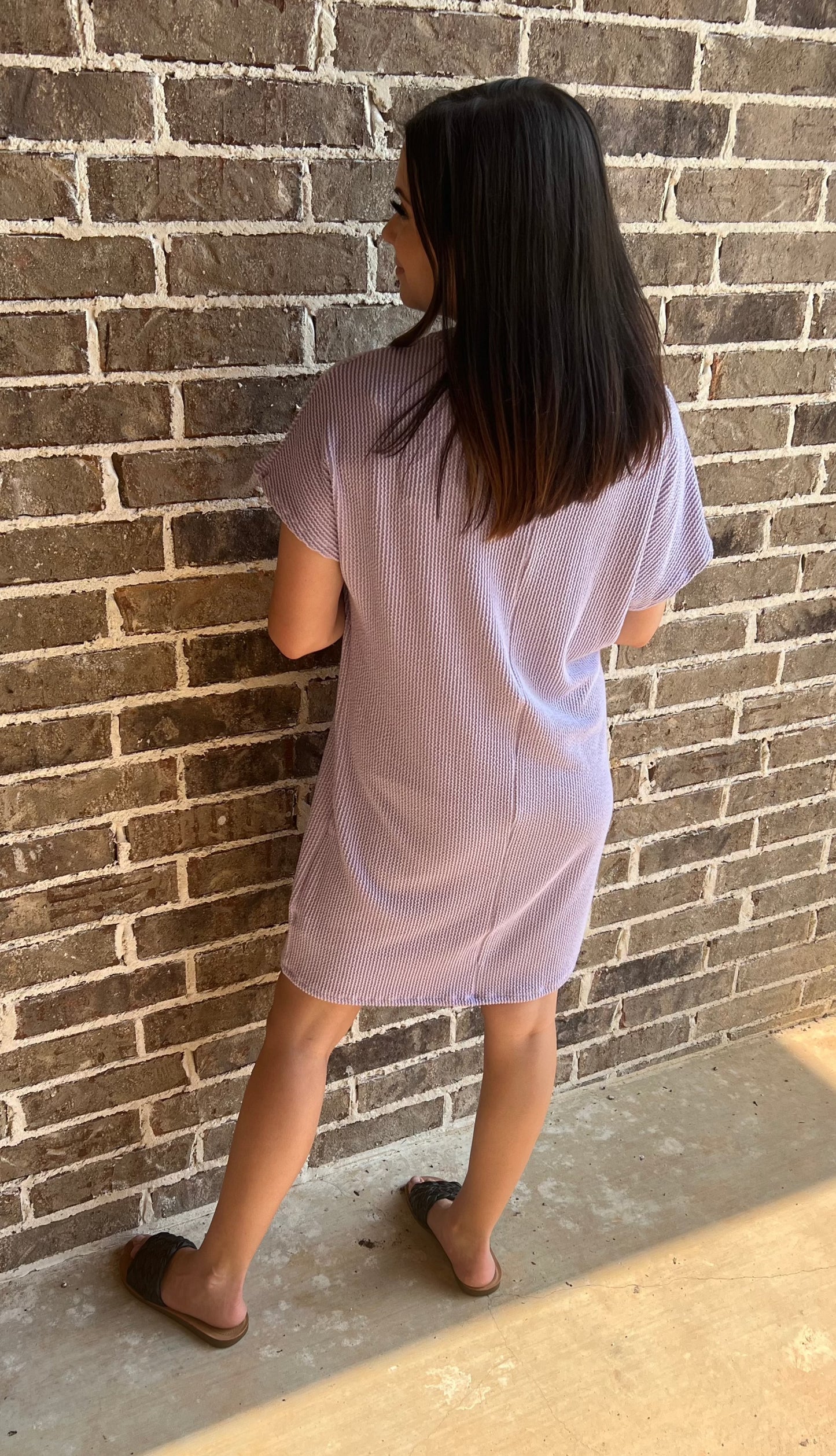 Cami ribbed short sleeve dress- purple