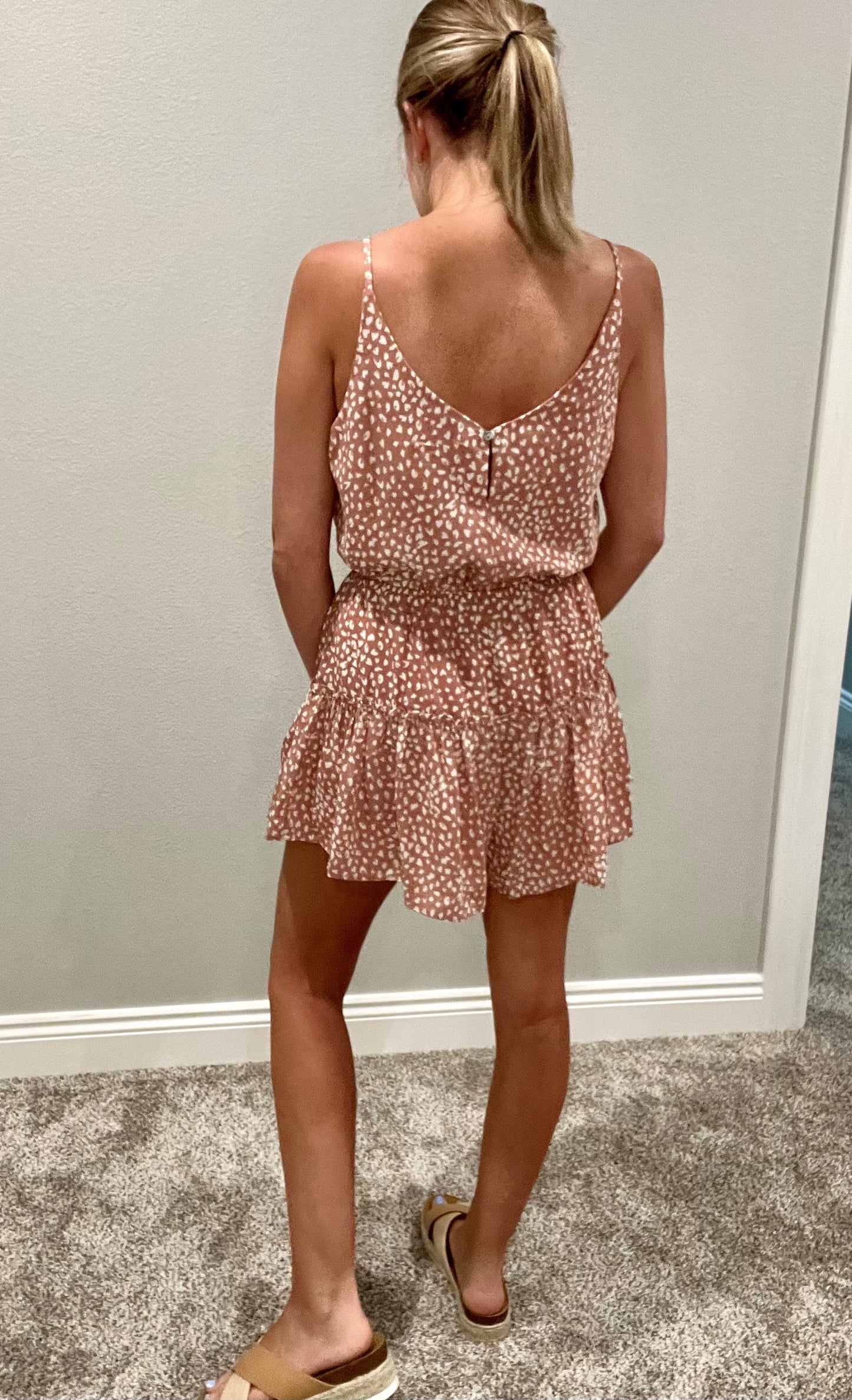 Print cami romper- light pink