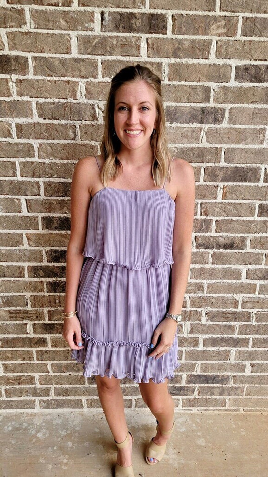 CAMI PLEATED TUBE DRESS- LILAC