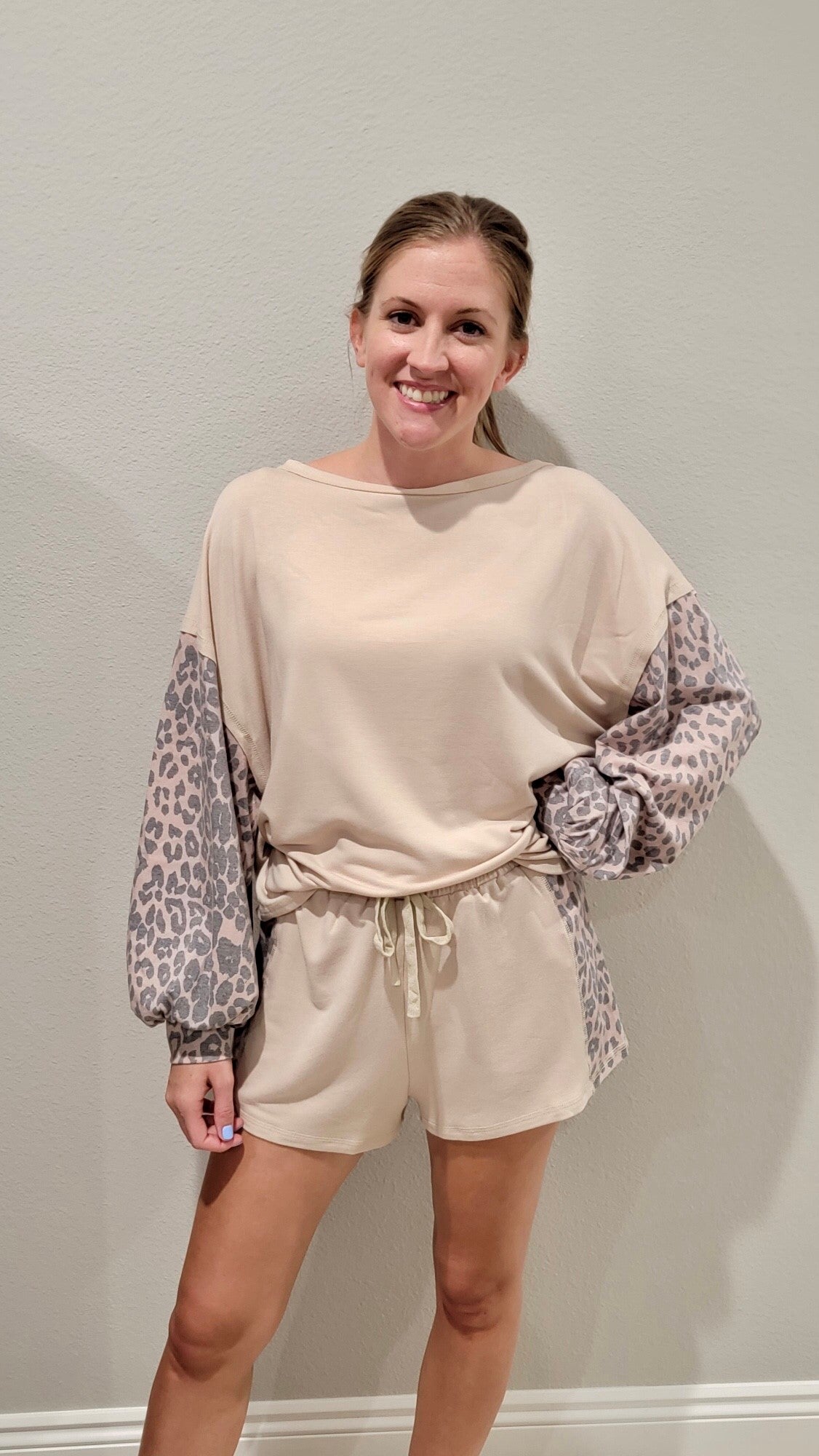 Soft knit set- leopard taupe