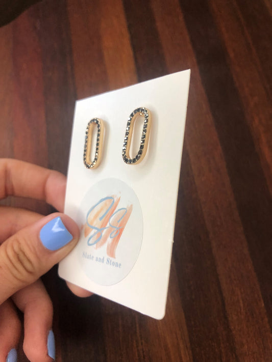 statement stud earrings- black