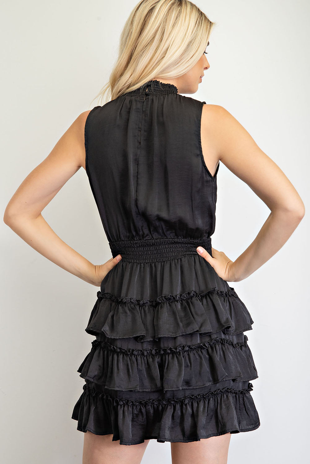 LAST ONE- Tiered ruffled dress- black