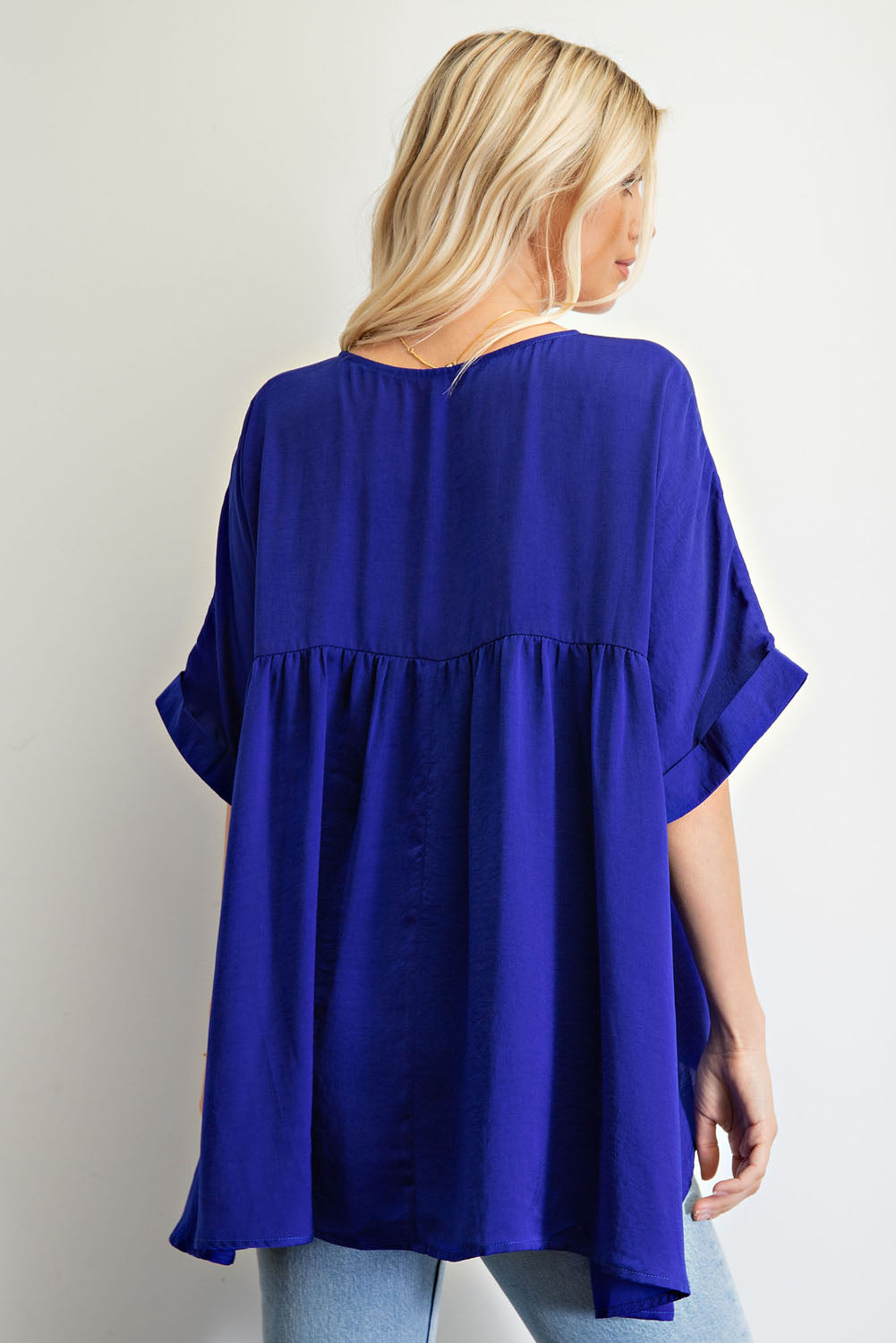 LAST ONE- v-neck blouse- royal blue