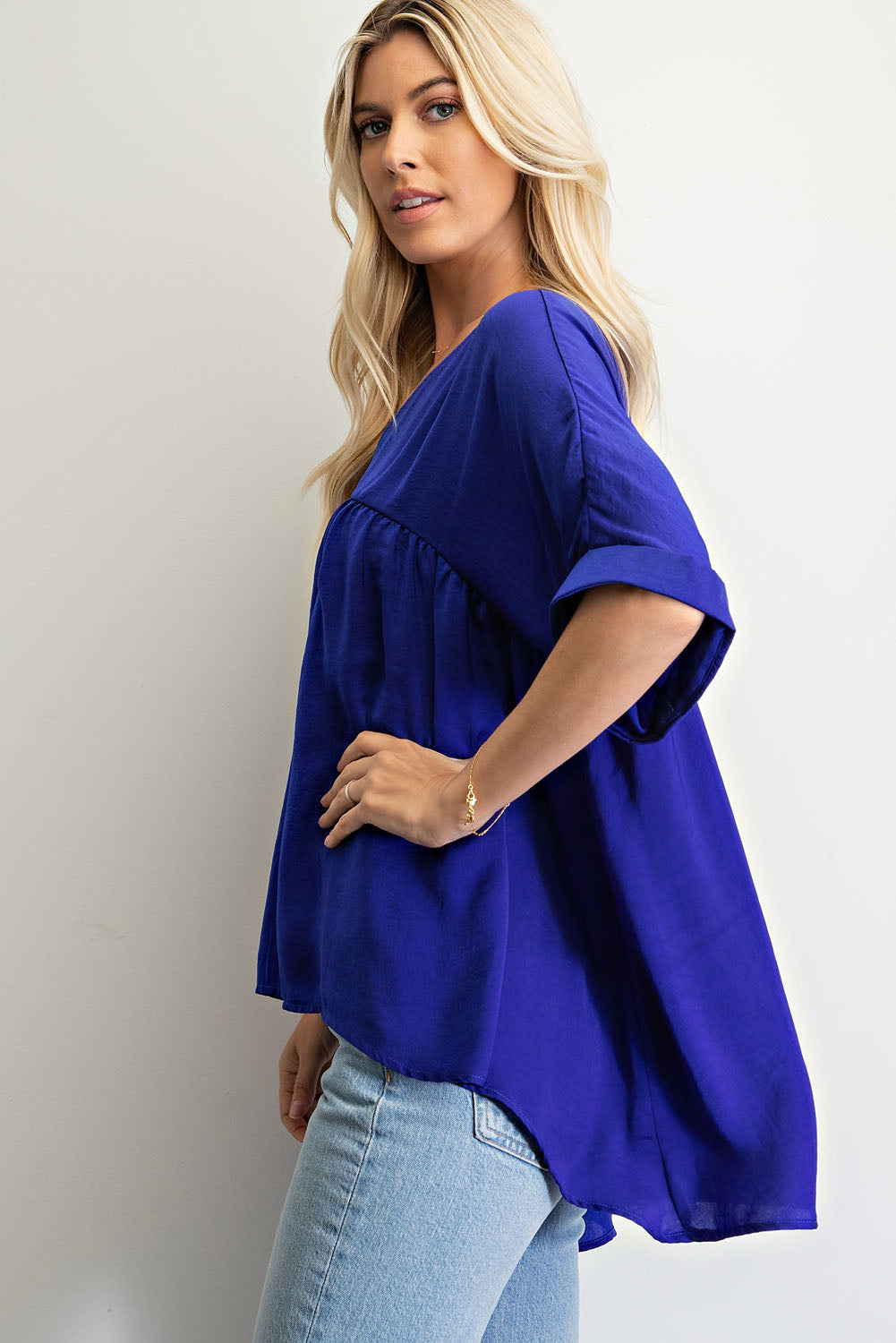 LAST ONE- v-neck blouse- royal blue