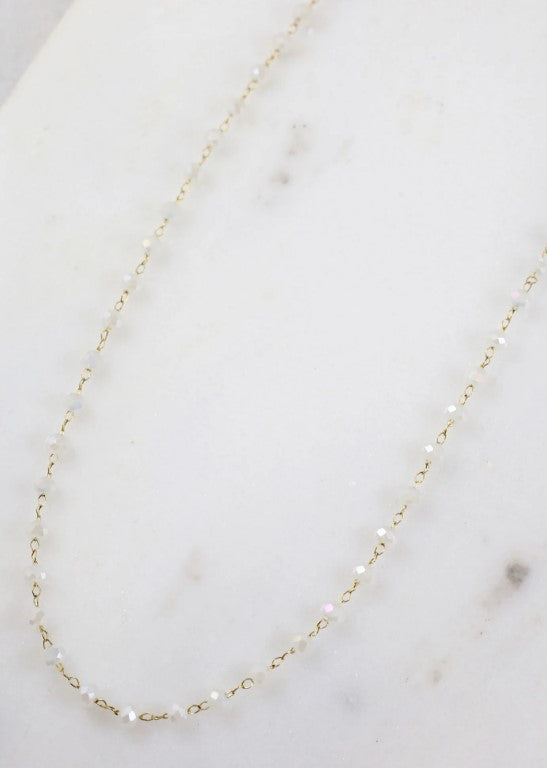 Kenny glass bead necklace- white