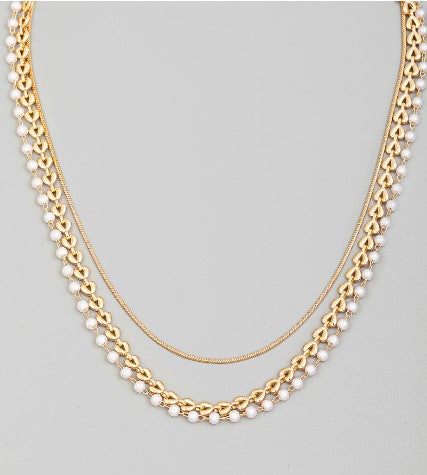 Layered chain heart necklace