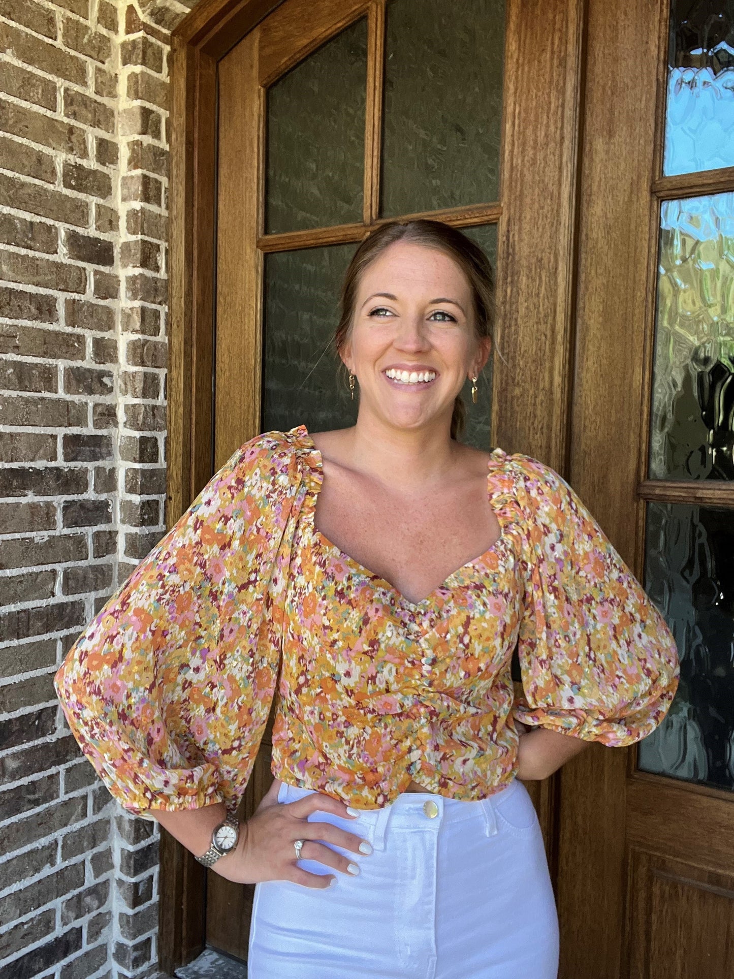 Just peachy top- slight crop