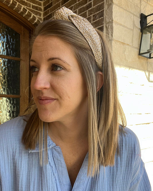 Braided twist headband- ivory