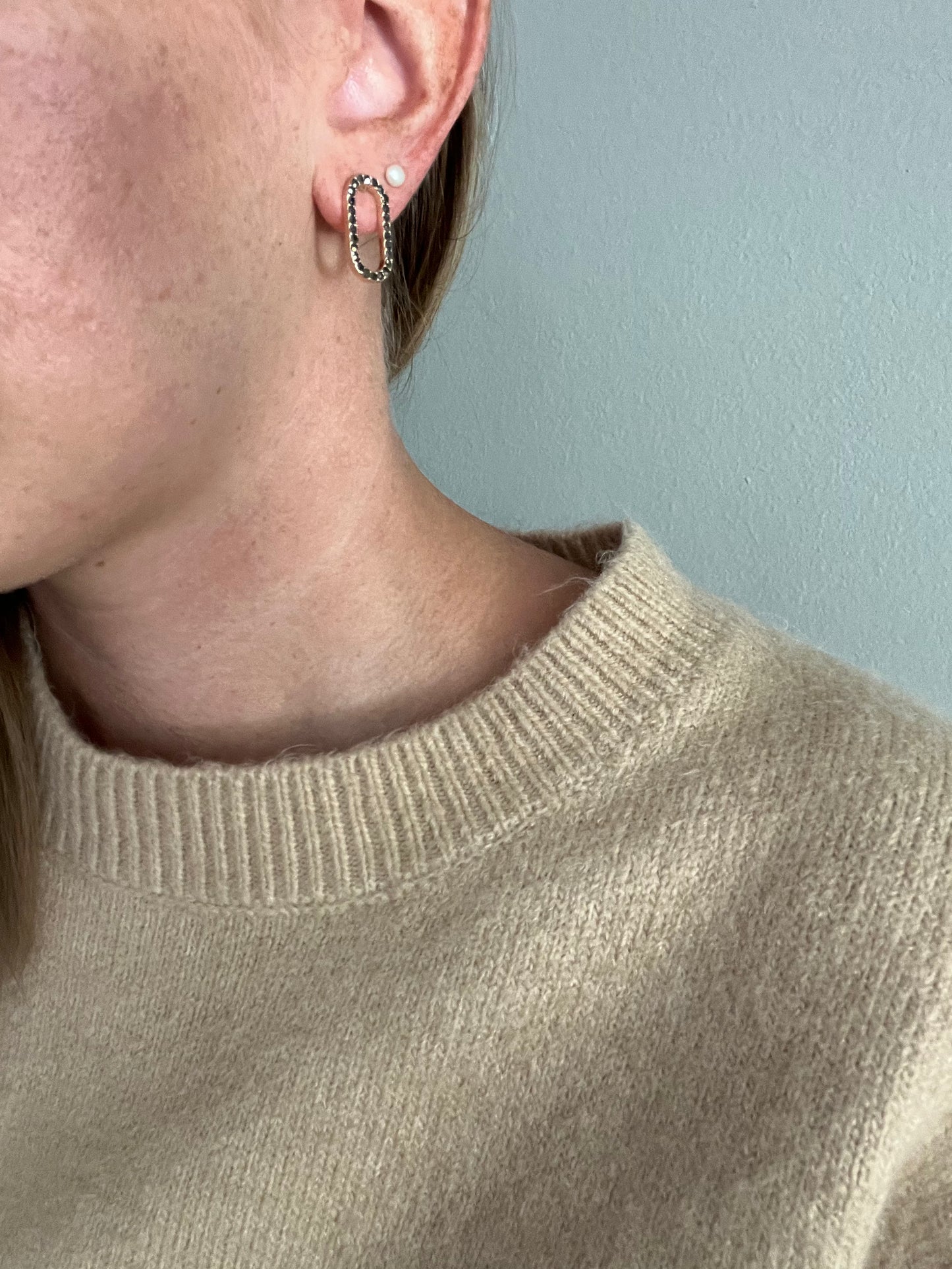 statement stud earrings- black