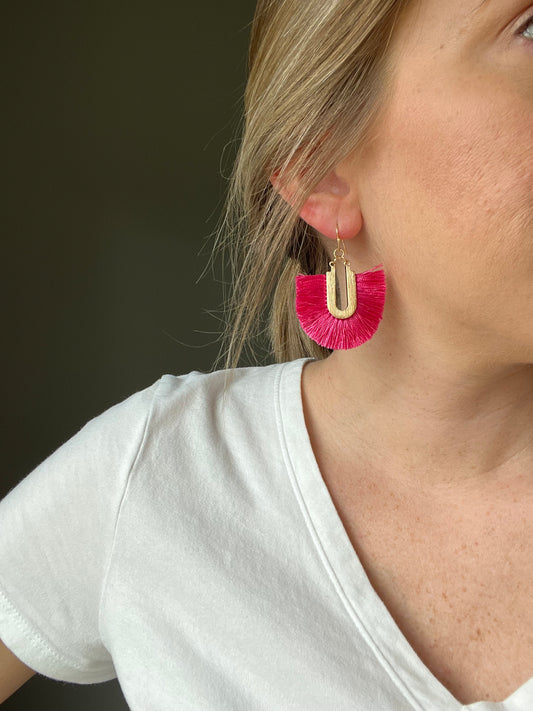 Poppin pink tassel earrings