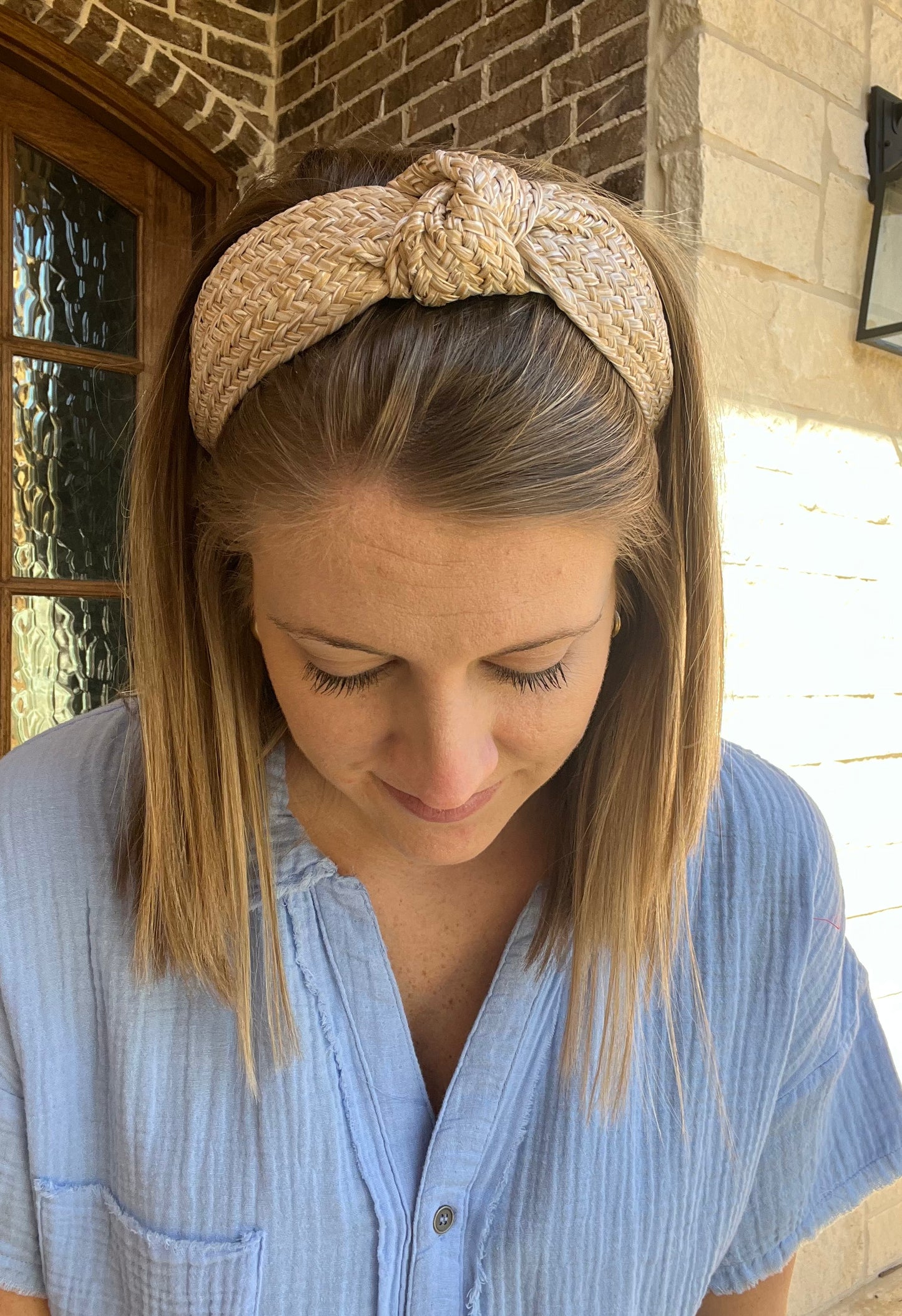Braided twist headband- ivory