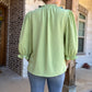 Becky mock neck top- honeydew