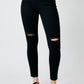 Judy Blue Black Destroyed Knee Raw Hem Jeans