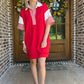 Rita collared stripe dress -red