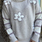 Floral and stripe motif sweater