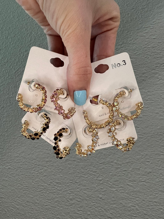 Rhinestone open hoops
