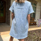 Blue acid wash raw detail dress