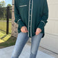 Solid button down with trim detail- hunter green