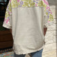 Mineral Wash Henley Neck Top with Floral Print