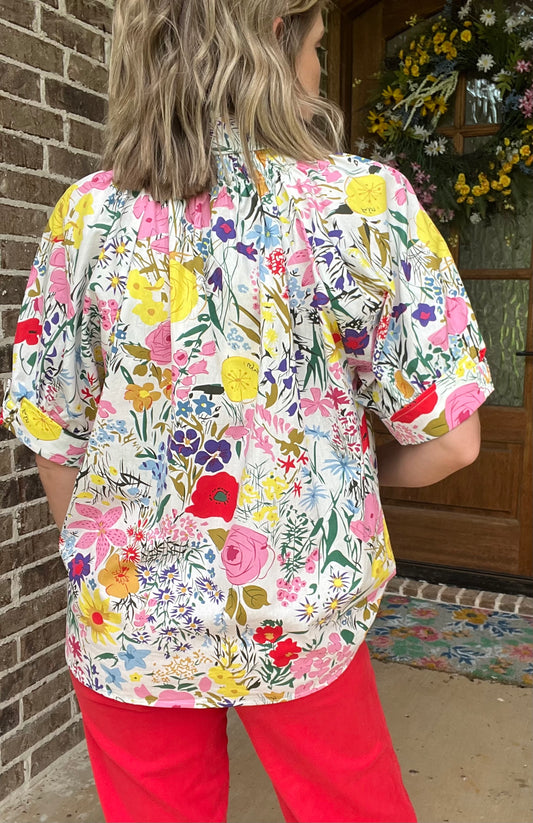 Sutton Floral Print Collared Top