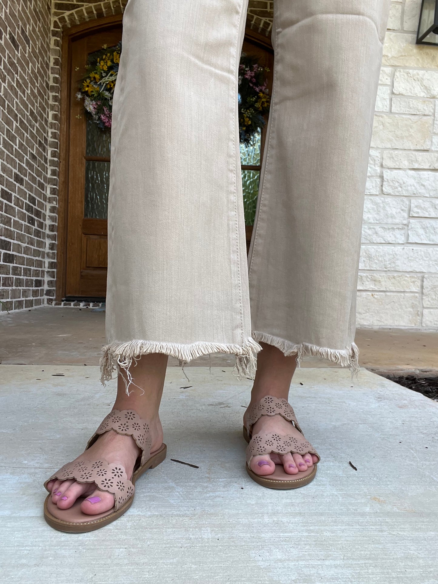 Risen high rise wide crop pants - taupe