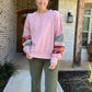 Mix Print Terry Knit Long Sleeve Pullover