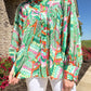 Charlotte print top- pink/green