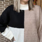 Mock neck colorblock sweater