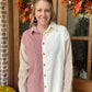 Penny corduroy shacket- pink mix