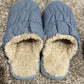 Blue puffer slippers
